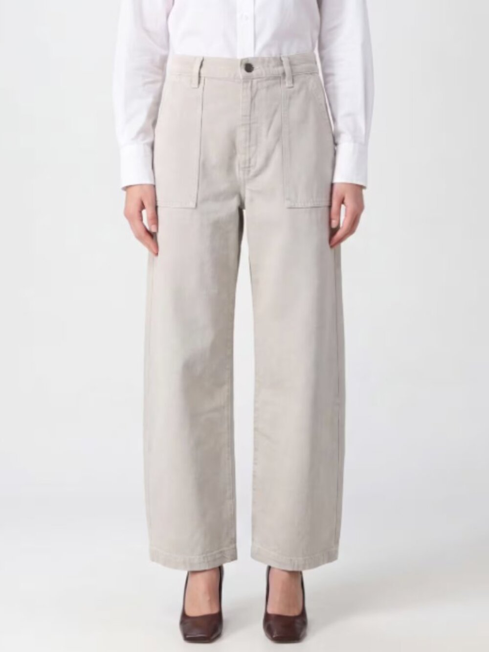 FRAME The Bow Mid-Rise Wide Leg Jeans Frame in Cotton Denim Flax 26